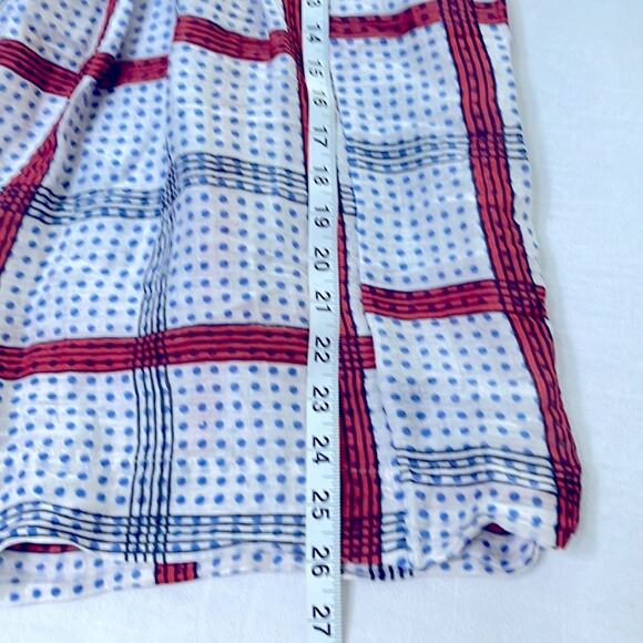 Étoile Isabel Marant Linen Silk Blend Plaid Polka Dot V Neck Blouse Top Size 38 - Picture 6 of 9